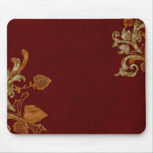 Aged Copper Flourish on Burgundy Mouse Mat