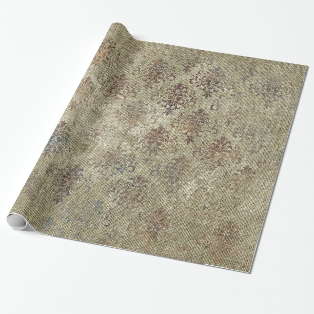 Aged Damask Texture Wrapping Paper (Unrolled)