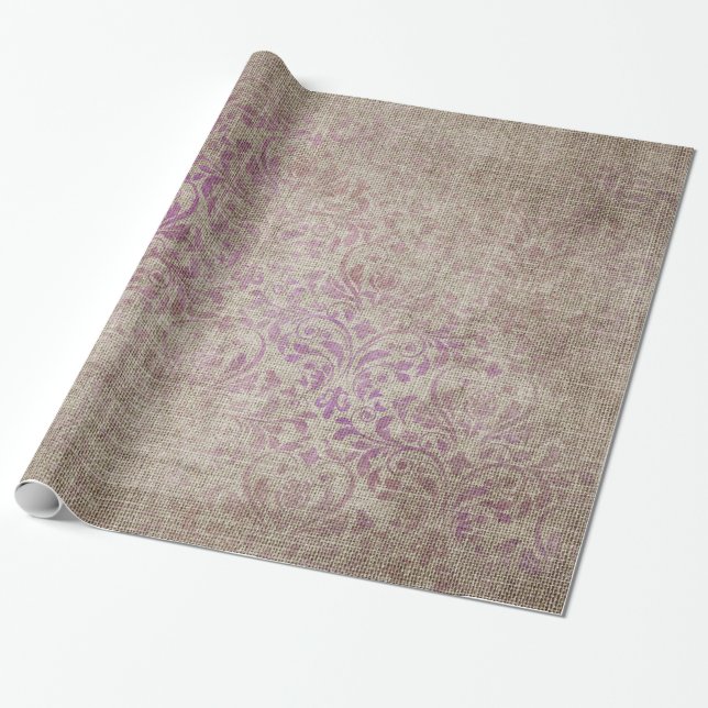 Aged Damask Texture Wrapping Paper (Unrolled)
