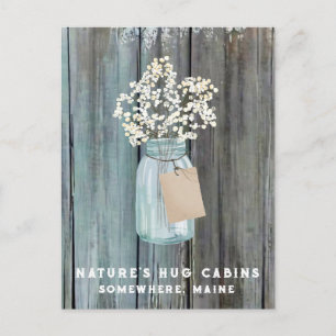 *~* Aged Distressed AP49 QR Mason Jar Holiday Postcard