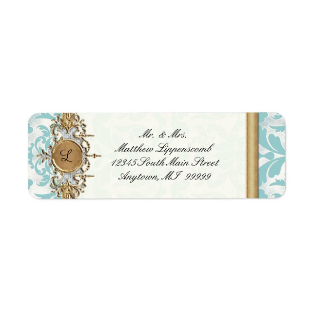 Aged Distressed Damask Golden Bling Look Wedding (Front)