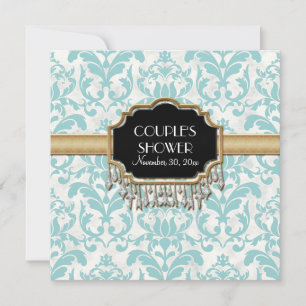 Aged Distressed Damask Golden Bling Look Wedding Invitation