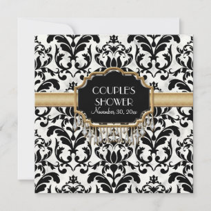 Aged Distressed Damask Golden Bling Look Wedding Invitation