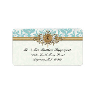 Aged Distressed Damask Golden Bling Look Wedding Label