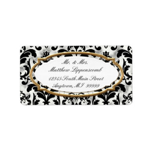 Aged Distressed Damask Golden Bling Look Wedding Label