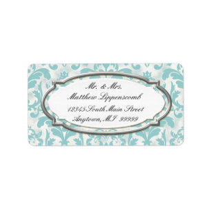 Aged Distressed Damask Silver Bling Look Wedding Label