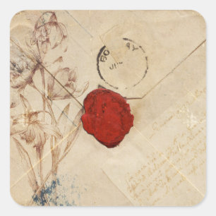 Aged Envelope Shabby Scrapbook Embellishment Square Sticker