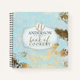 Aged faux gold flake personalised recipe cookbook notebook