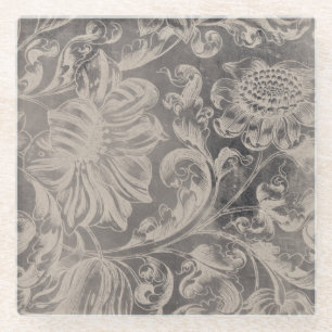 Aged Floral Glass Coaster