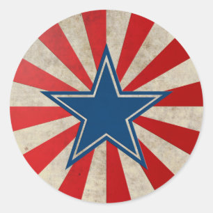 Aged Glory - Red, White and Blue Stars and Stripes Classic Round Sticker