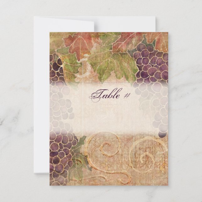 Aged Grape Vineyard Table Number Card (Front)
