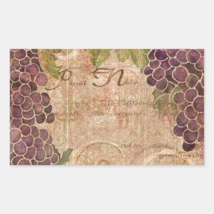 Aged Grape Vineyard Watercolor Home Decor Rectangular Sticker