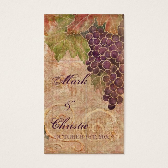 Aged Grape Vineyard Wedding Favour Gift Cards (Front)