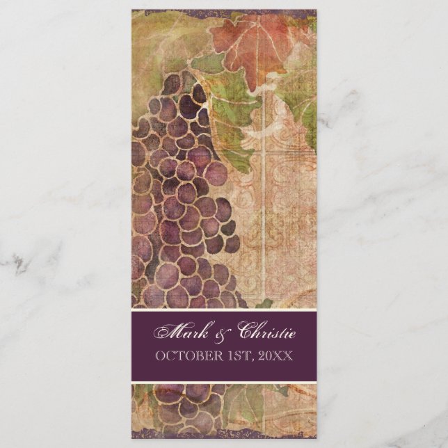 Aged Grape Vineyard Wedding Program Programme (Front)