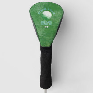 aged GREEN golf head cover with golfer name
