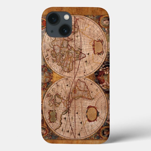 Aged Henricus Hondius' 1630 AD Old World Map Case-Mate iPhone Case (Back)