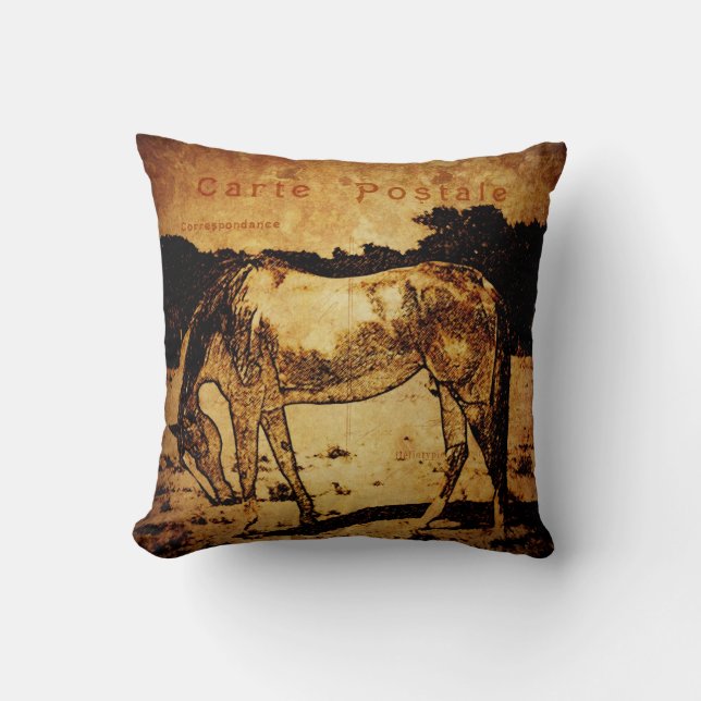 Aged horse sketch pillow (Front)