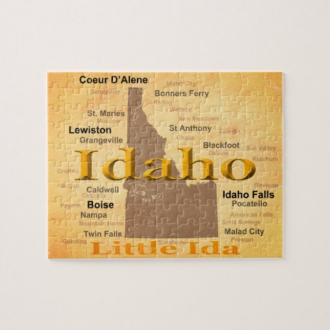 Aged Idaho State Pride Map Silhouette Jigsaw Puzzle (Horizontal)