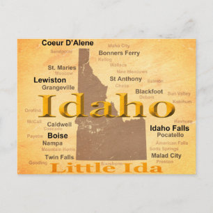 Aged Idaho State Pride Map Silhouette Postcard
