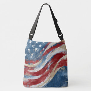 Aged Independence Day Flag Banner Crossbody Bag