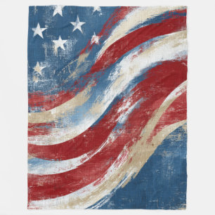 Aged Independence Day Flag Banner Fleece Blanket