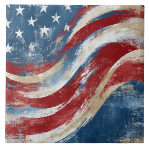 Aged Independence Day Flag Banner Tile