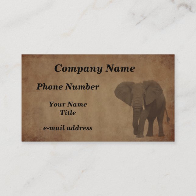 Aged Paper - Elephant Business Card (Front)