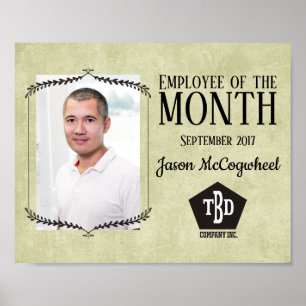 Aged paper employee of the month certificate poster