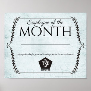 Aged paper employee of the month certificate poster