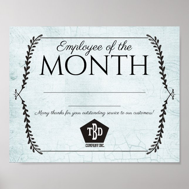 Aged paper employee of the month certificate poster (Front)