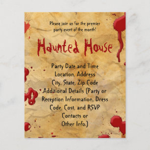 Aged Parchment Blood Splatter Haunted House Flyers