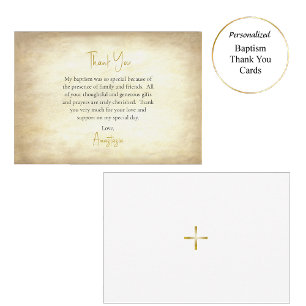 Aged Parchment Orthodox Christian Baptism  Thank You Card