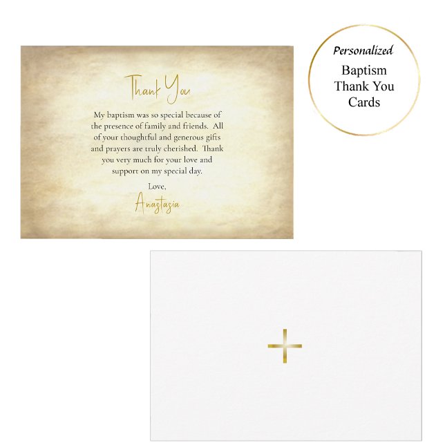 Aged Parchment Orthodox Christian Baptism  Thank You Card (Creator Uploaded)
