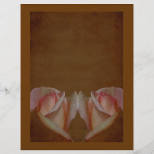 Aged Pink Rosebuds Brown Floral Scrapbook Paper