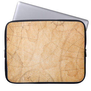 aged pirates treasure map backgroundmap,treasure,v laptop sleeve