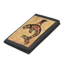 Aged Red and Black Haida Spirit Killer Whale