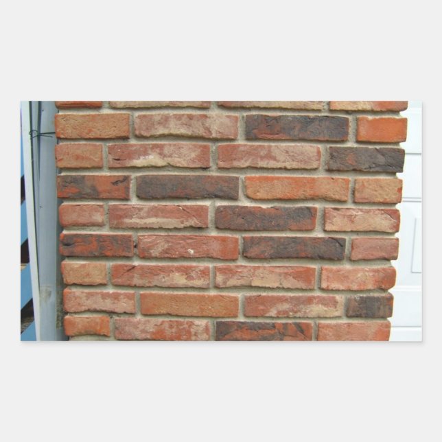 Aged Red Brick Wall Texture Rectangular Sticker (Front)