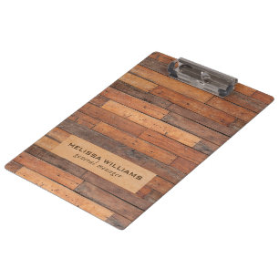 Aged rustic brown wood planks clipboard
