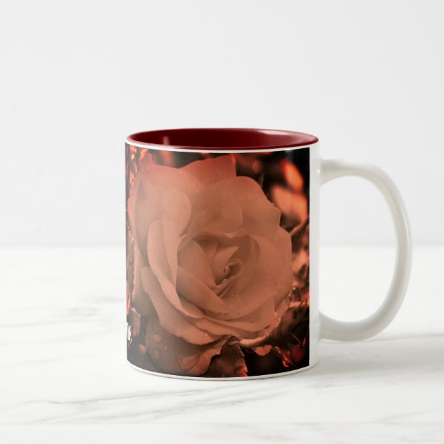 Aged Sepia Rose Flower Personalised Two-Tone Coffee Mug (Right)