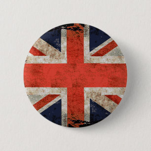 Aged shredded Union Jack 6 Cm Round Badge