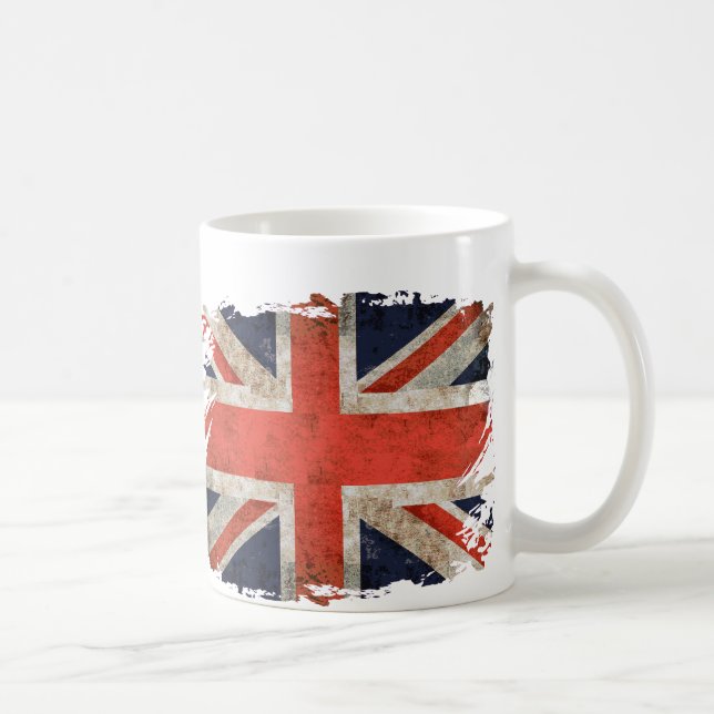 Aged shredded Union Jack Coffee Mug (Right)