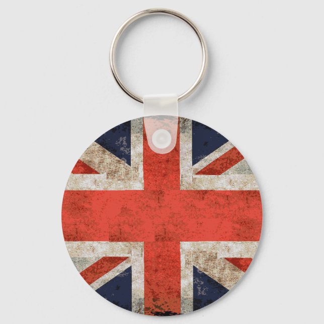 Aged shredded Union Jack Key Ring (Front)
