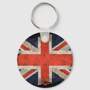 Aged shredded Union Jack Key Ring