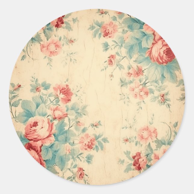 Aged Splendours, Peach Shabby Chic Classic Round Sticker (Front)