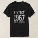 Aged to perfection 1967 men's 50th Birthday shirt<br><div class="desc">Aged to perfection born in 1967 men's 50th Birthday t shirt. Funny quote tee shirt for 50 year old men. Change age year accordingly. Faded vintage typography design with year of birth number. Add your own custom date. Personalizable year / established number. Cool surprise Birthday party gift idea for legendary...</div>