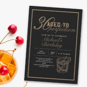 Aged to Perfection 30th Birthday Whiskey Party Invitation