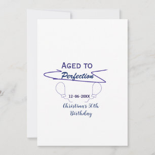 aged to perfection 50th birthday blue balloon bold invitation