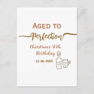 aged to perfection 50th birthday name brown wine postcard