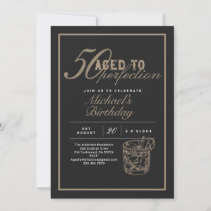 Aged to Perfection 50th Birthday Whiskey Party Invitation