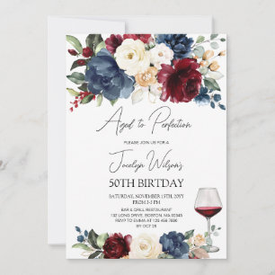Aged to Perfection Adult Wine Party Birhtday Invitation